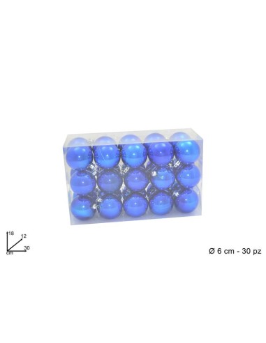 BOX 30 PALLINE ALBERO BLU' 6 CM