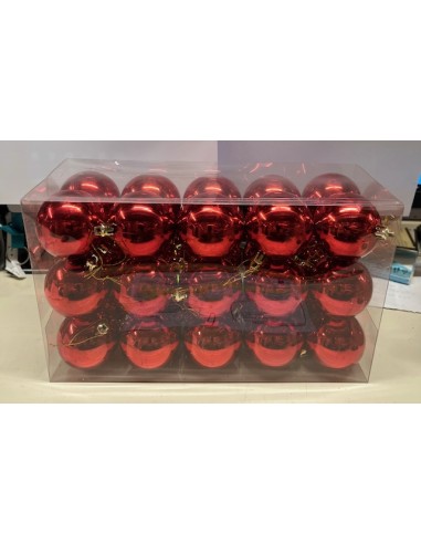 BOX 30 PALLINE ALBERO ROSSE 6 CM