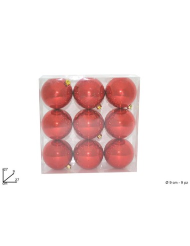 BOX 9 PALLINE ALBERO ROSSE 9 CM