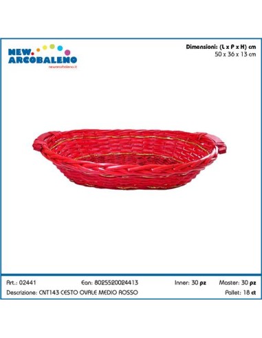 CESTO OVALE  46X34X13 CM ROSSO